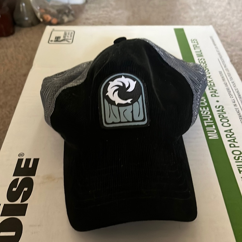 Black, corduroy Wave Riding Vehicles hat (surf company)